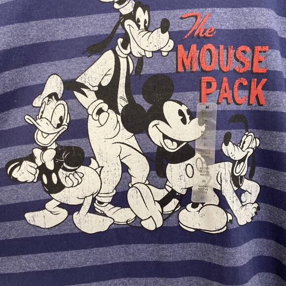 NWT Disney Store Size Medium Blue Striped Short Sleeve Tee The Mouse Pack - Picture 2 of 6